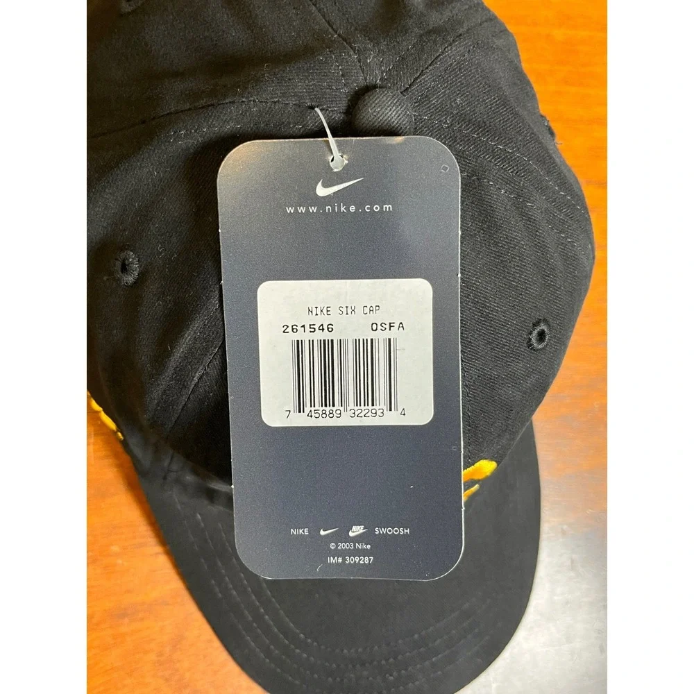 Nike Six Cap Trek Cycling Hat Black Yellow #6 Strapback NWT OSFA Rare